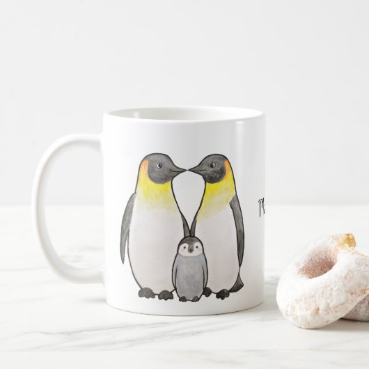 Kaiser Pinguin Familie Niedliche Pinguine Individu Kaffeetasse (Mit Donut)