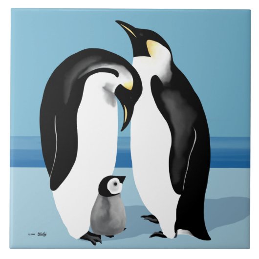 Kaiser-Pinguin-Familien-Kunst Fliese (Vorderseite)
