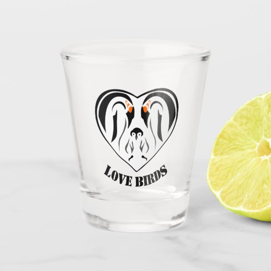 Kaiser Pinguin Liebe Herzmuskelglas Schnapsglas (Vorderseite)