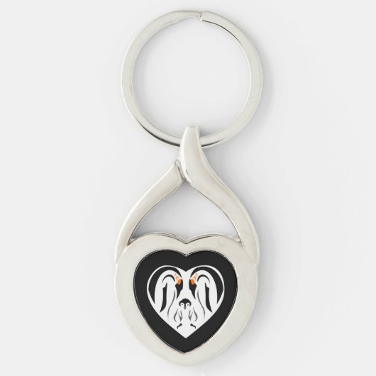 Kaiser Pinguin Liebe Herzstück Schlüsselanhänger (Vorderseite)