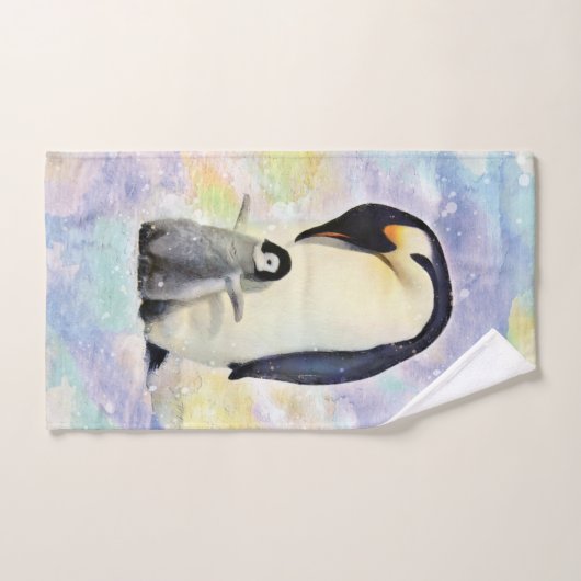 Kaiser-Pinguin mit Baby-Aquarell Handtuch (Handtuch)