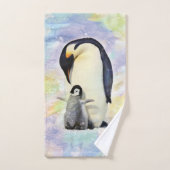 Kaiser-Pinguin mit Baby-Aquarell Handtuch (Handtuch)