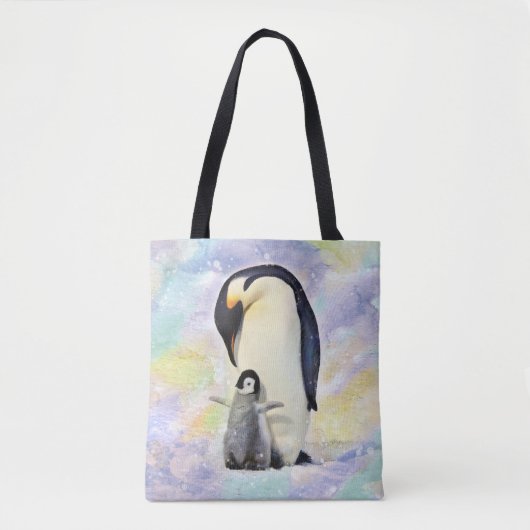 Kaiser-Pinguin mit Baby-Aquarell Tasche (Vorderseite)