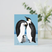 Kaiser Pinguin mit Baby-Chick Postkarte (Stehend Vorderseite)