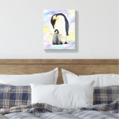 Kaiser Pinguin mit Baby Chick Watercolor Leinwanddruck (Insitu (Schlafzimmer))