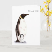 Kaiser Pinguin mit Baby Danke, dass Sie gegrüßt ha Karte (Gelbe Blume)
