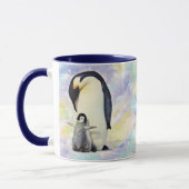 Kaiser-Pinguin mit Baby-Küken-Aquarell Tasse (Links)