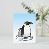 Kaiser Pinguin mit Küken Postkarte (Stehend Vorderseite)