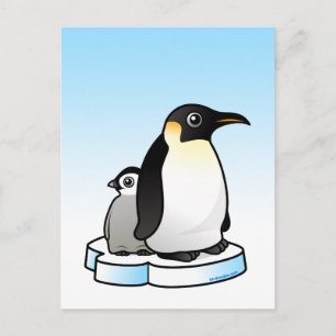 Kaiser Pinguin mit Küken Postkarte