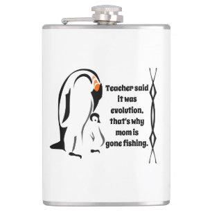 Kaiser Pinguin Vater Stehend mit Sohn Flachmann