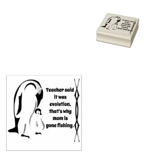 Kaiser Pinguin Vater Stehend mit Sohn Gummistempel