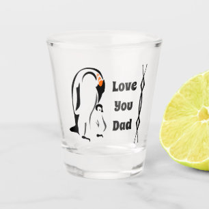 Kaiser Pinguin Vater Stehend mit Sohn Schnapsglas