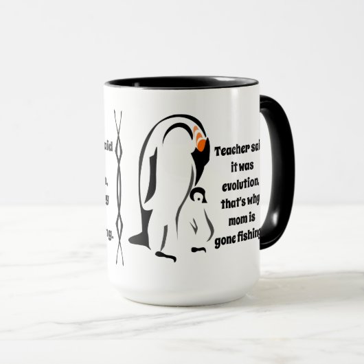 Kaiser Pinguin Vater Stehend mit Sohn Tasse (VorderseiteRechts)