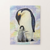 Kaiser Pinguine mit Baby Chick Puzzle (Vertikal)
