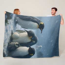 Kaiser, Pinguinfamilie und Küken Arktischer Schnee Fleecedecke