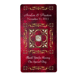 Kaiser-roter Buntglas-Wein-Hochzeits-Aufkleber