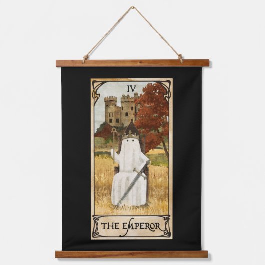 Kaiser-Tarotkarte Wandteppich Mit Holzrahmen (Vorderseite)