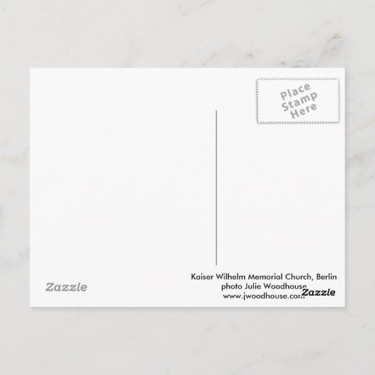 Kaiser Wilhelm Gedächtniskirche, Berlin Postkarte (Rückseite)