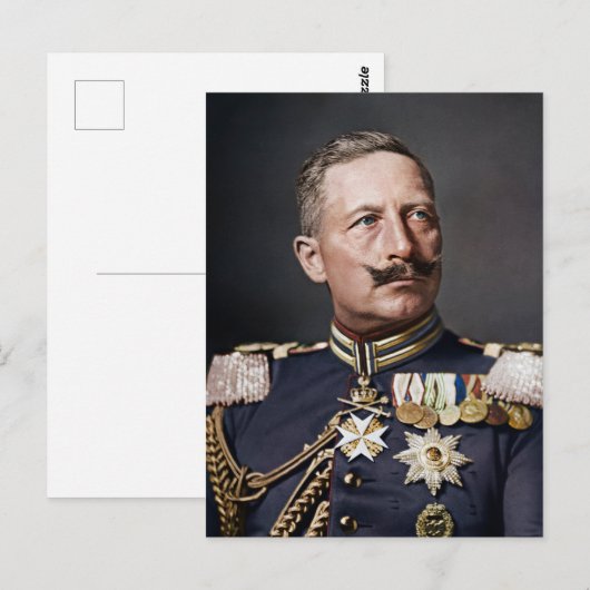 Kaiser Wilhelm II. 1908 eingefärbt Postkarte (Vorne/Hinten)
