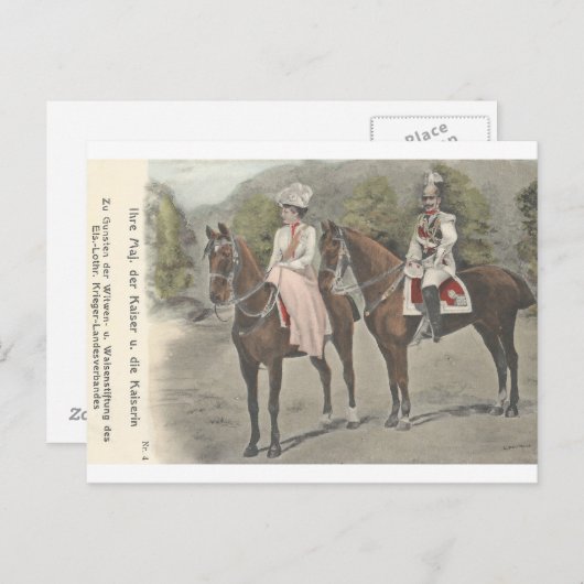 Kaiser Wilhelm II & Kaiser auf Pferden #037SS Postkarte (Vorne/Hinten)
