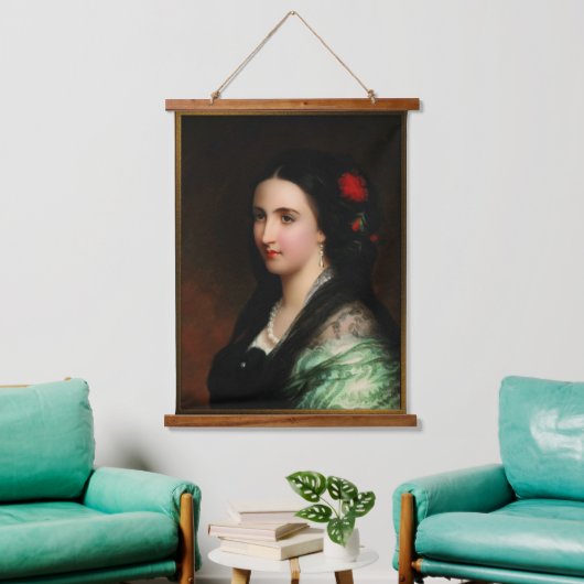 Kaiserin Carlota von Mexiko von Hermann Winterhalt Wandteppich Mit Holzrahmen (Wohnzimmer)