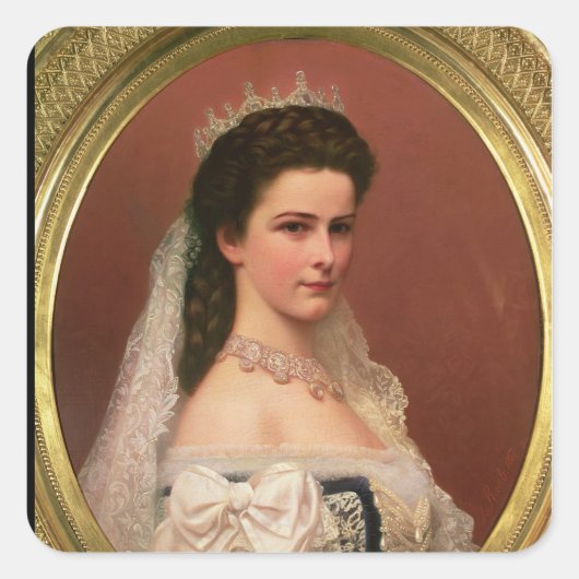 Kaiserin Elisabeth von Bayern auf Ungarisch Quadratischer Aufkleber (Vorderseite)