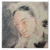 Kaiserin Eugénie (schwarze u. rote Kreide) Fliese (Vorderseite)