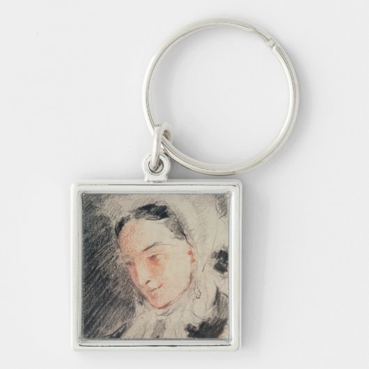 Kaiserin Eugénie (schwarze u. rote Kreide) Schlüsselanhänger (Vorne)