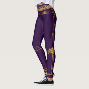 Kaiserin-Goldketten-Löwe-Emblem Deep Purple Leggings