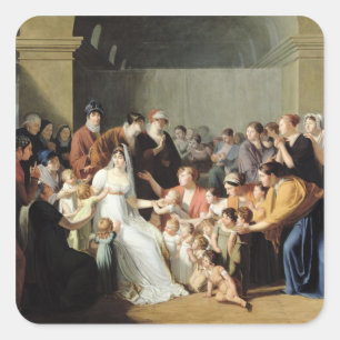 Kaiserin Josephine unter den Kindern, 1806 Quadratischer Aufkleber