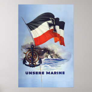Kaiserlich-deutscher WWI-Plakat Unsere Marine Erst Poster