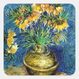 Kaiserliche Fritillen in Kupfer Vase Van Gogh Art Quadratischer Aufkleber