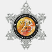 Kaiserliche Hochzeit zum 23. Mal Schneeflocken Zinn-Ornament (Vorderseite)