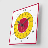 Kaiserliche japanische Mode und japanische Fahne, Quadratische Wanduhr (Winkel)