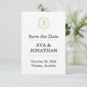Kaiserliche Luxus-Save-the-Date-Karte – Monogramm- Save The Date (Stehend Vorderseite)