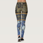 Kaiserlicher blauer BlumenKimono Leggings (Rückseite)