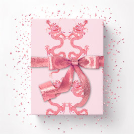 Kaiserlicher Drache in Rosa Geschenkpapier
