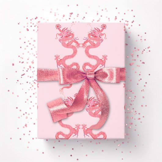 Kaiserlicher Drache in Rosa Geschenkpapier