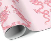 Kaiserlicher Drache in Rosa Geschenkpapier (Rolleneckpunkt)