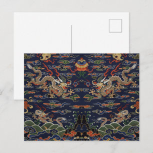 Kaiserlicher Goldener Drache & Glückverheißende Wo Postkarte