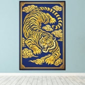 Kaiserlicher Tiger – Gold & Blau Leinwanddruck (Insitu (Holzboden))