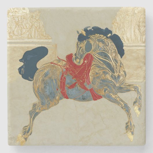 Kaiserliches Goldenes Pferd Steinuntersetzer (Vorderseite)