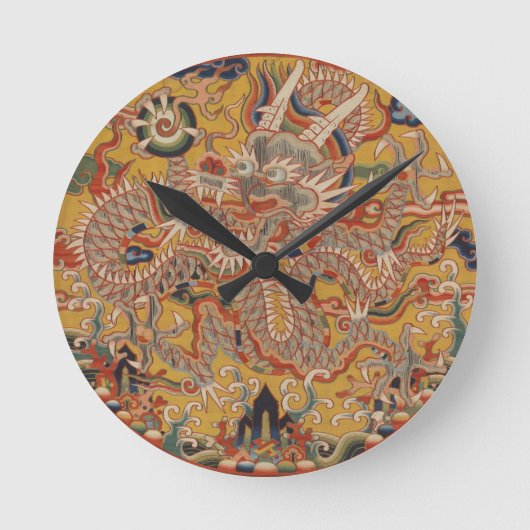 KaiserMing asiatische chinesische Drache-Kunst Runde Wanduhr (Vorderseite)