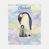KaiserPenguin mit BabyWatercolor personalisiert Fleecedecke (Vorderseite)