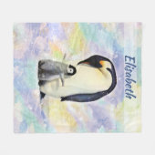 KaiserPenguin mit BabyWatercolor personalisiert Fleecedecke (Vorderseite (Horizontal))