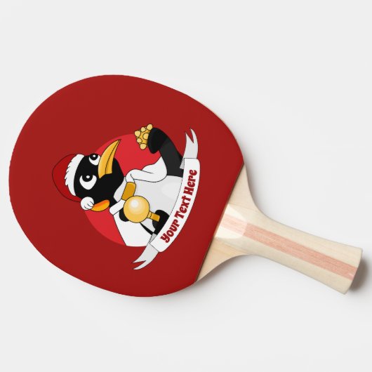 Kaiserpinguin Weihnachts-Cartoon Ping Pong Paddle Tischtennis Schläger (Seitenansicht)