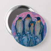 Kaiserpinguine, antarktische Vögel Eltern und Kind Button (Vorne & Hinten)