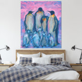 Kaiserpinguine, antarktische Vögel Eltern und Kind Leinwanddruck (Insitu (Schlafzimmer))
