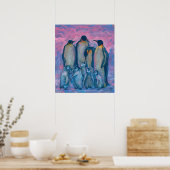 Kaiserpinguine, antarktische Vögel Eltern und Kind Poster (Küche)