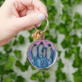 Kaiserpinguine, antarktische Vögel Eltern und Kind Schlüsselanhänger (Hand)